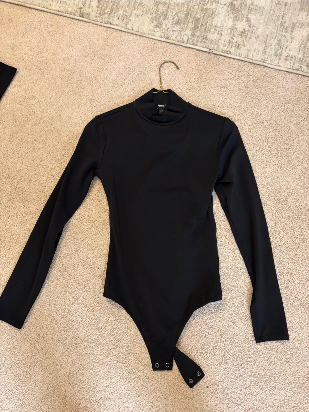 Express Black Body Contour Long-Sleeve Bodysuit